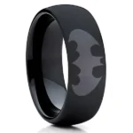 Batman Ring, Batman Wedding Band, Batman Wedding Ring, Black Wedding Band, Black Wedding Ring
