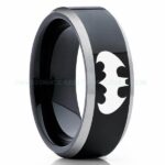 Batman Ring, Batman Wedding Band, Batman Wedding Ring, Black Wedding Band, Black Wedding Ring - Image 2