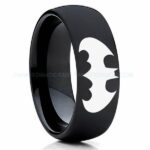 Batman Ring, Batman Wedding Band, Batman Wedding Ring, Black Wedding Band, Black Wedding Ring