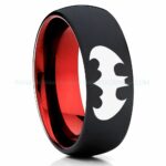 Batman Ring, Batman Wedding Band, Batman Wedding Ring, Black Wedding Band, Black Wedding Ring