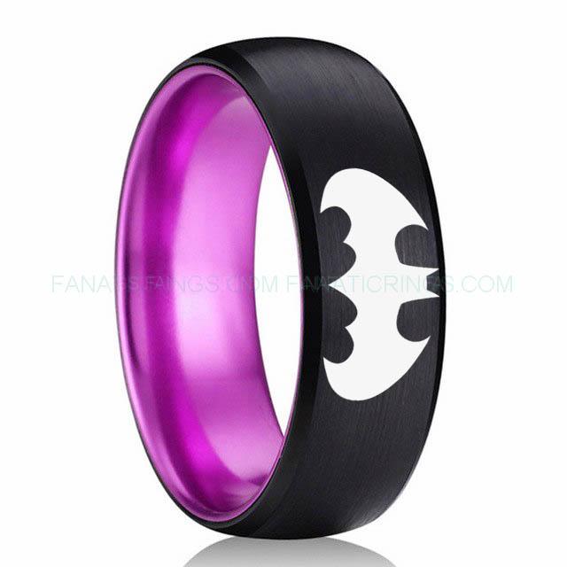 Male-Fashion-Jewelry-Purple-Inner-Wedding-Ring-Men-Rings-Tungsten-Carbide-Anillos-Para-Hombres-EMMI32017-gka0 Batman Ring, Batman Wedding Band, Batman Wedding Ring, Black Wedding Band, Black Wedding Ring - Image 1