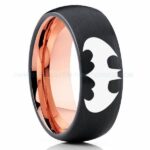 Batman Ring, Batman Wedding Band, Batman Wedding Ring, Black Wedding Band, Black Wedding Ring