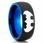 Batman Ring, Batman Wedding Band, Batman Wedding Ring, Black Wedding Band, Black Wedding Ring