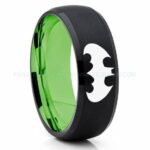 Batman Ring, Batman Wedding Band, Batman Wedding Ring, Black Wedding Band, Black Wedding Ring