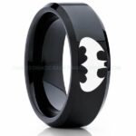 Batman Ring, Batman Wedding Band, Batman Wedding Ring, Black Wedding Band, Black Wedding Ring