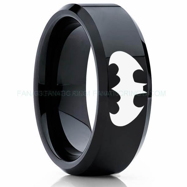 couple set 2a - Copy Batman Ring, Batman Wedding Band, Batman Wedding Ring, Black Wedding Band, Black Wedding Ring - Image 1
