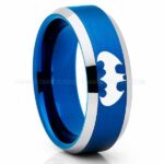 Batman Ring, Batman Wedding Band, Batman Wedding Ring, Black Wedding Band, Black Wedding Ring