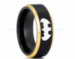 Batman Ring, Batman Wedding Band, Batman Wedding Ring, Black Wedding Band, Black Wedding Ring