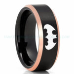 Batman Ring, Batman Wedding Band, Batman Wedding Ring, Black Wedding Band, Black Wedding Ring