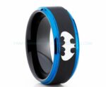 Batman Ring, Batman Wedding Band, Batman Wedding Ring, Black Wedding Band, Black Wedding Ring