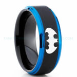 Batman Ring, Batman Wedding Band, Batman Wedding Ring, Black Wedding Band, Black Wedding Ring