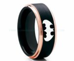 Batman Ring, Batman Wedding Band, Batman Wedding Ring, Black Wedding Band, Black Wedding Ring