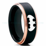 Batman Ring, Batman Wedding Band, Batman Wedding Ring, Black Wedding Band, Black Wedding Ring