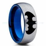 Batman Ring, Batman Wedding Band, Batman Wedding Ring, Silver Wedding Band, Silver Wedding Ring