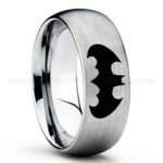 Batman Ring, Batman Wedding Band, Batman Wedding Ring, Silver Wedding Band, Silver Wedding Ring