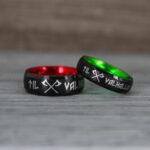 Til Valhalla Rings, Viking Rings, Runes Rings, Valknut Rings, Nordic Rings, Norsemen Rings, Nordic Runes Rings, Black Tungsten Bands