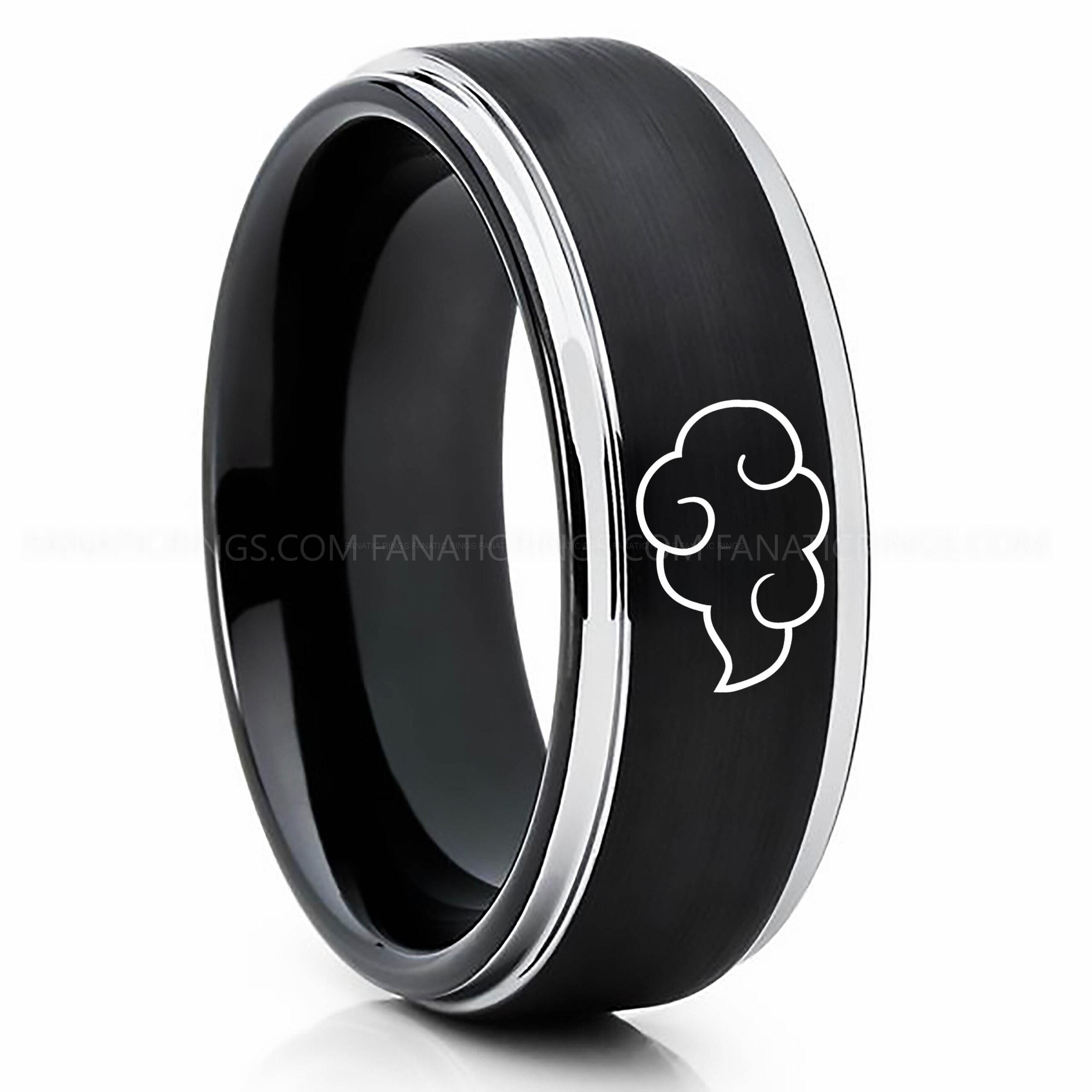 couple set 5a Naruto Shippuden Akatsuki Cloud Ring, Akatsuki Cloud Wedding Band, Akatsuki Cloud Jewelry - Image 1