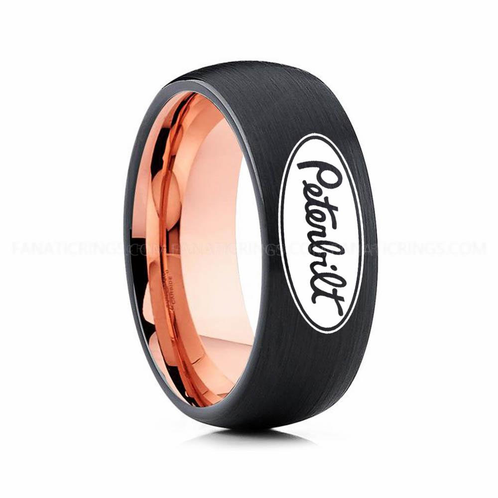 1 Trucker Ring, Truck Driver Ring, Peterbilt Truck Ring, Peterbilt Ring, Black Tungsten Ring, Black Wedding Ring, Truck Ring, Black Ring - Image 1