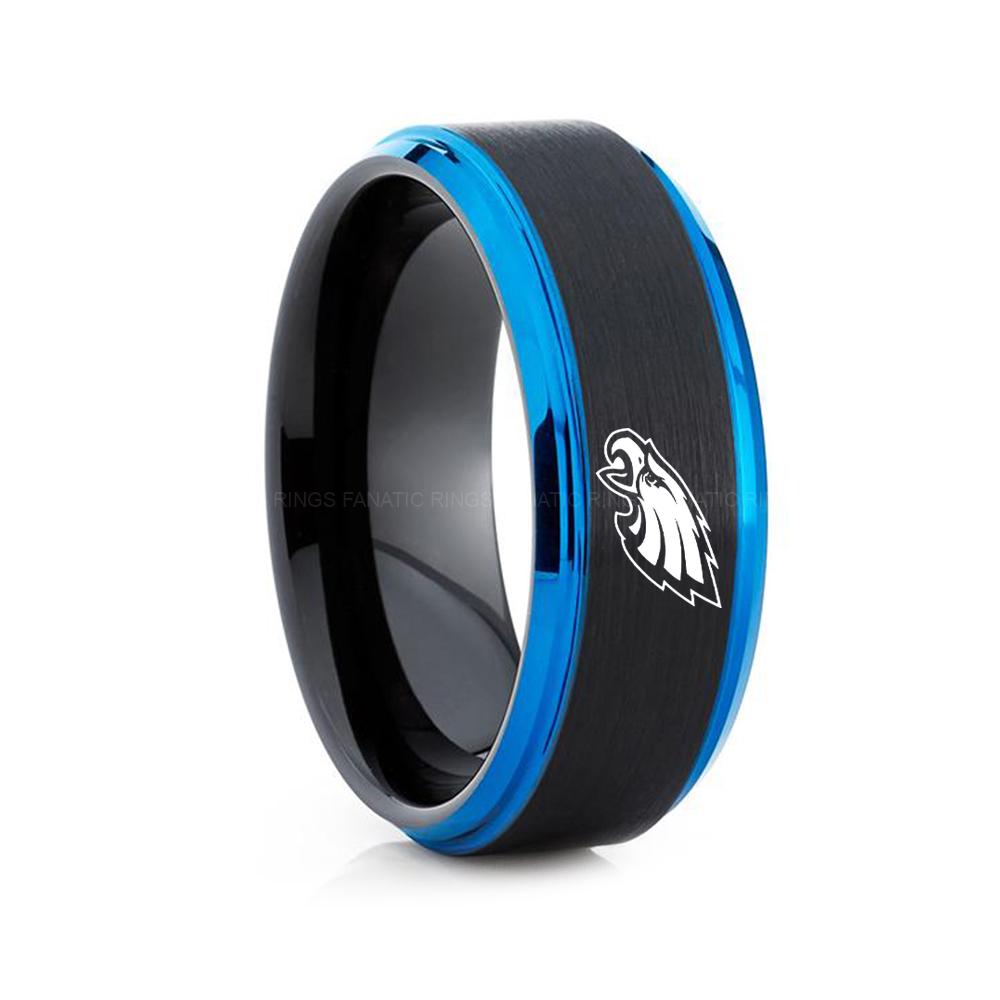 10 (15) Eagles Ring, Eagles Wedding Band, Eagles Wedding Ring, Eagles Jewelry - Image 1