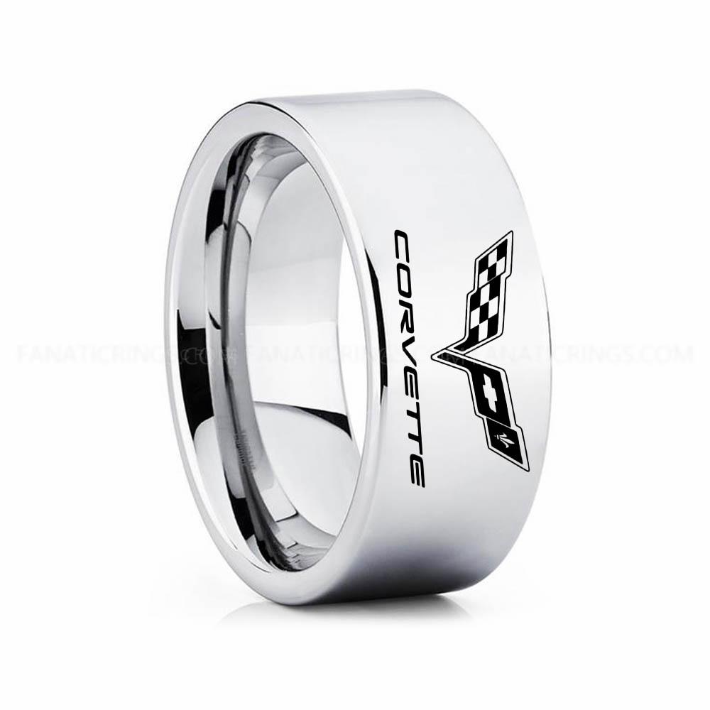 10 copy Corvette Ring, Chevy Ring, Chevrolet Ring, Chevrolet Corvette Ring, Auto Racing Ring, Chevy Wedding Band, Chevrolet Wedding Ring - Image 1