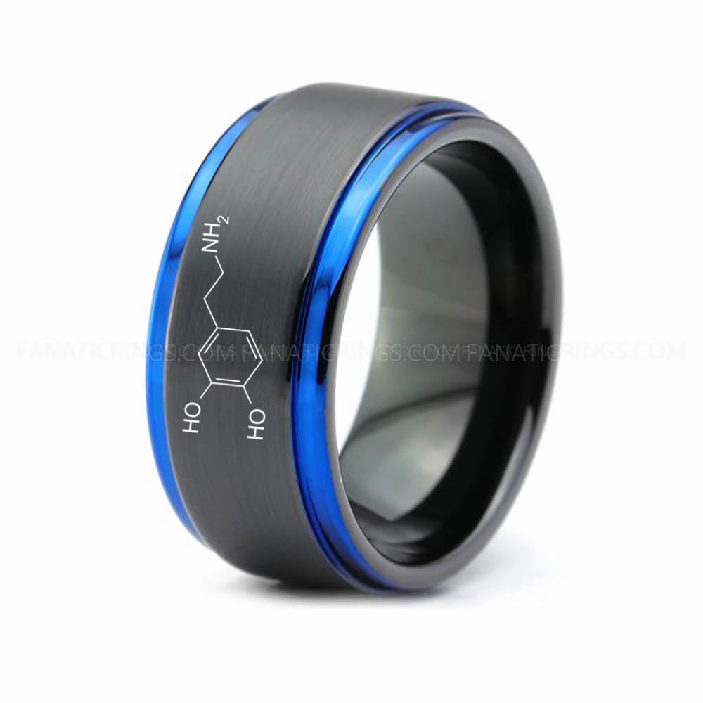 11 (10) Dopamine Molecule Ring, Dopamine Ring, Science Ring, Science Jewelry, Molecule Jewelry, Molecule Wedding Band - Image 1