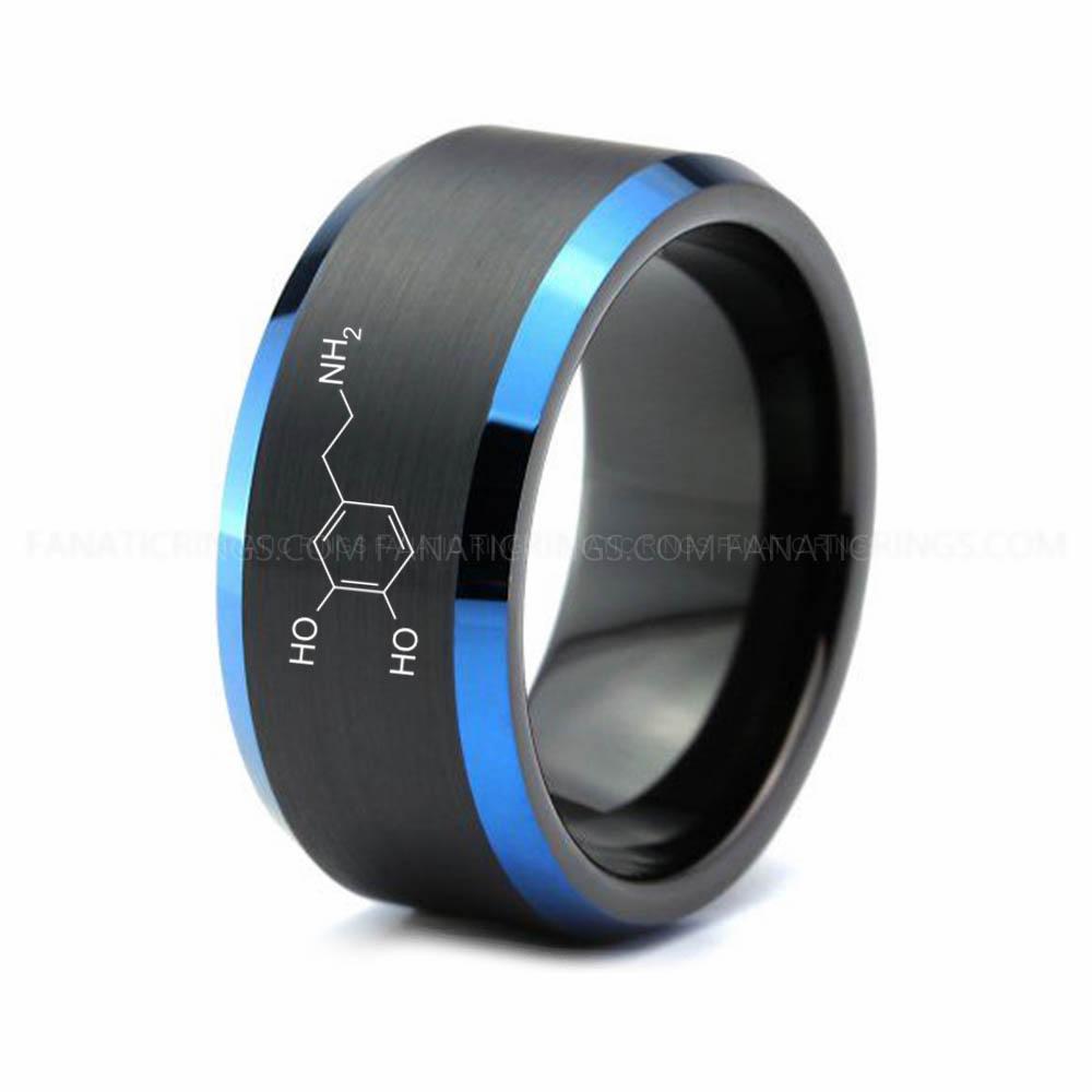 12 (10) Dopamine Molecule Ring, Dopamine Ring, Science Ring, Science Jewelry, Molecule Jewelry, Molecule Wedding Band - Image 1