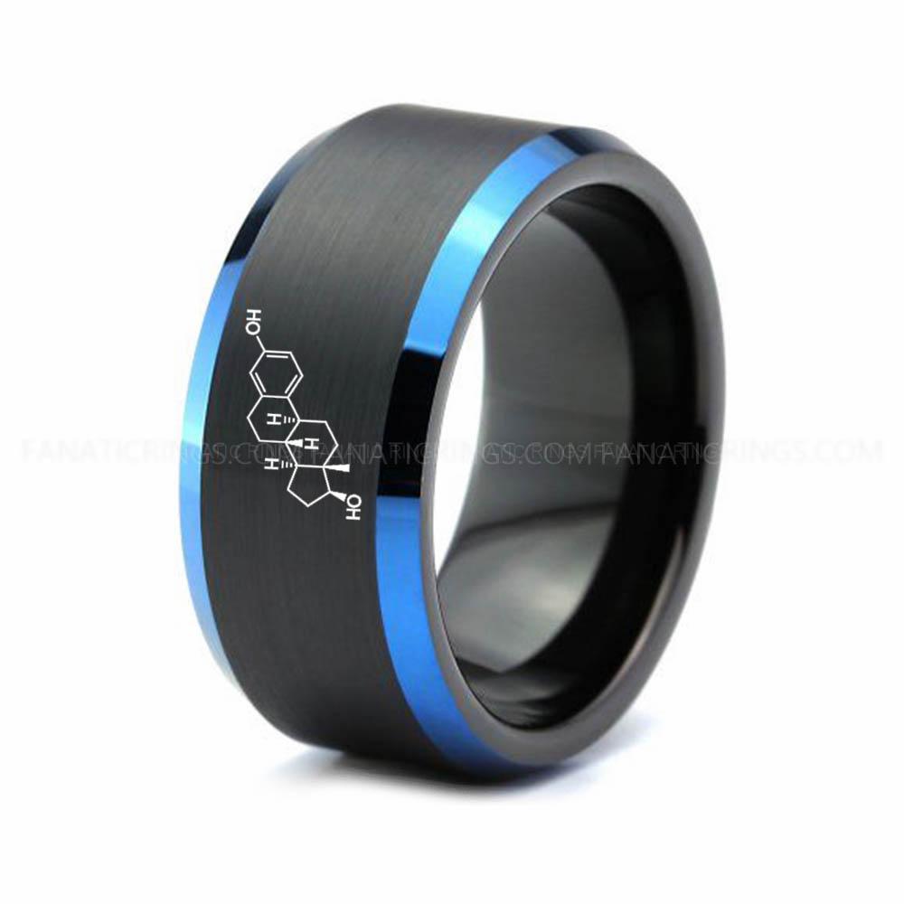 12 (5) Estrogen Ring, Estrogen Molecule Ring, Estrogen Wedding Band, Science Ring, Science Jewelry, Molecule Jewelry, Molecule Wedding Band - Image 1