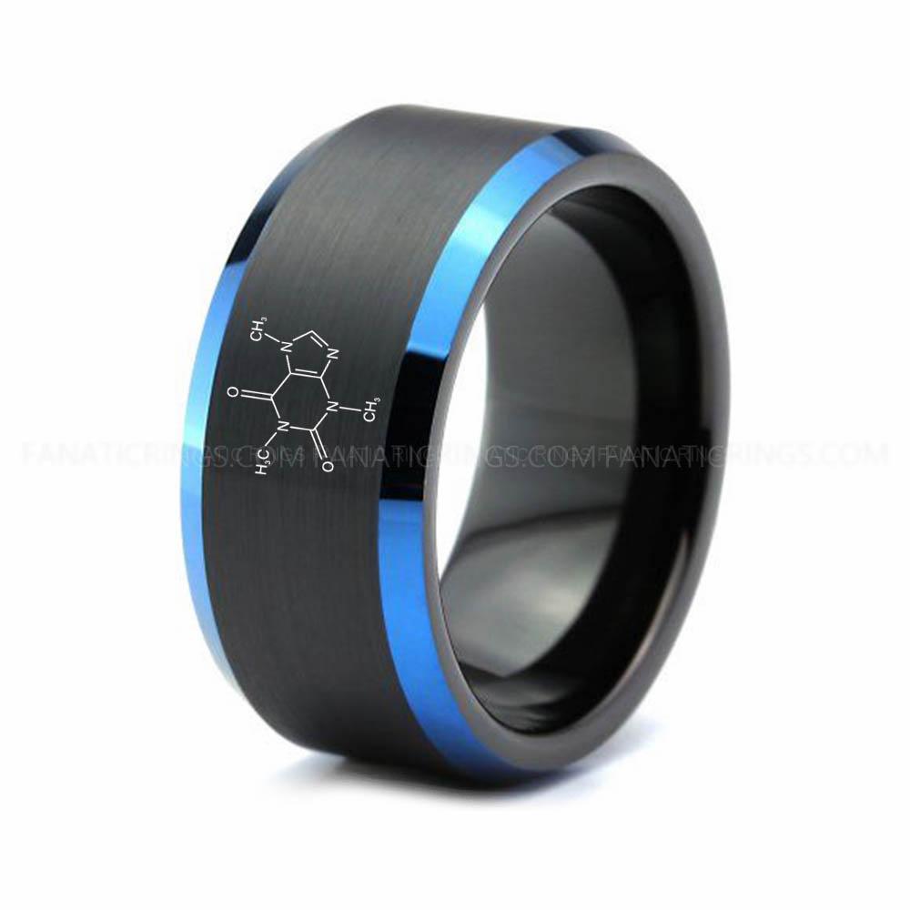 12 (9) Caffein Molecule Ring, Caffein Ring, Science Ring, Science Jewelry, Molecule Jewelry, Molecule Wedding Band - Image 1