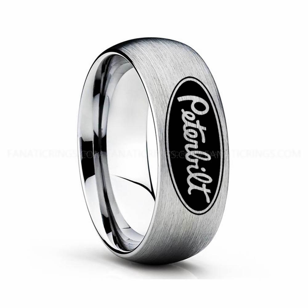 12 Trucker Ring, Truck Driver Ring, Peterbilt Truck Ring, Peterbilt Ring, Silver Tungsten Ring, Silver Wedding Ring, Truck Ring, Silver Ring - Image 1