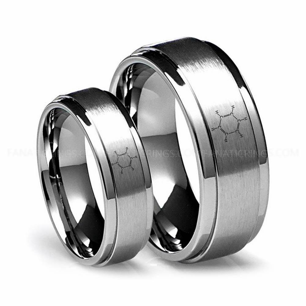 13 (13) Benzene Molecule Ring, Benzene Ring, Science Ring, Science Jewelry, Molecule Jewelry, Molecule Wedding Band - Image 1