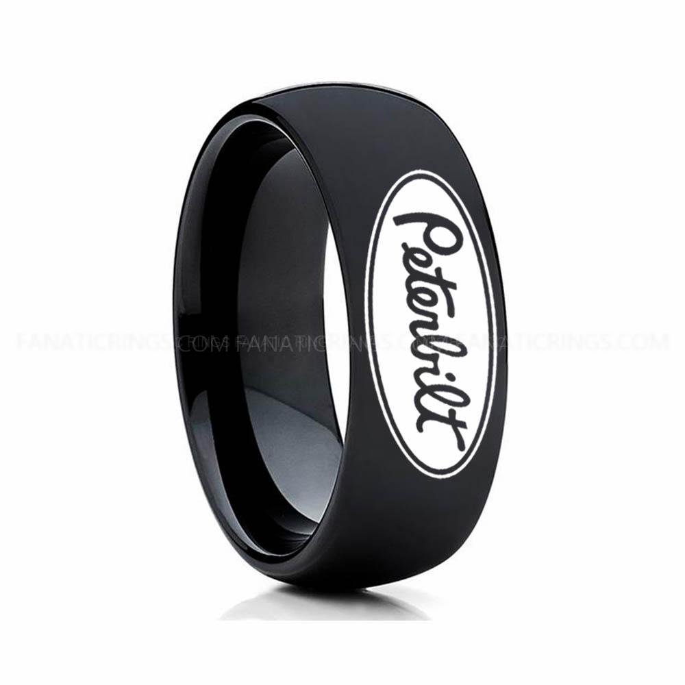 13 Trucker Ring, Truck Driver Ring, Peterbilt Truck Ring, Peterbilt Ring, Black Tungsten Ring, Black Wedding Ring, Truck Ring, Black Ring - Image 1