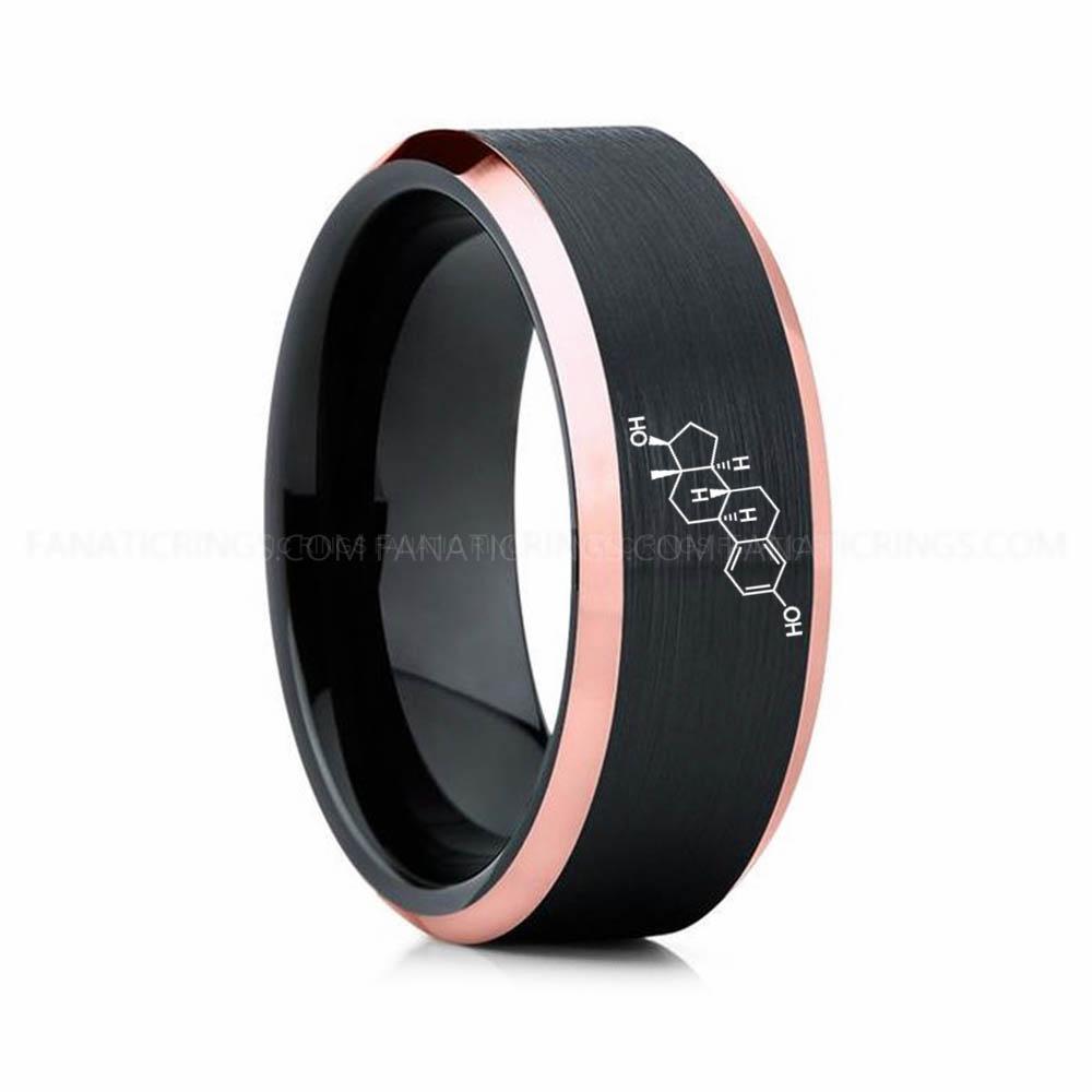 14 (5) Estrogen Ring, Estrogen Molecule Ring, Estrogen Wedding Band, Science Ring, Science Jewelry, Molecule Jewelry, Molecule Wedding Band - Image 1