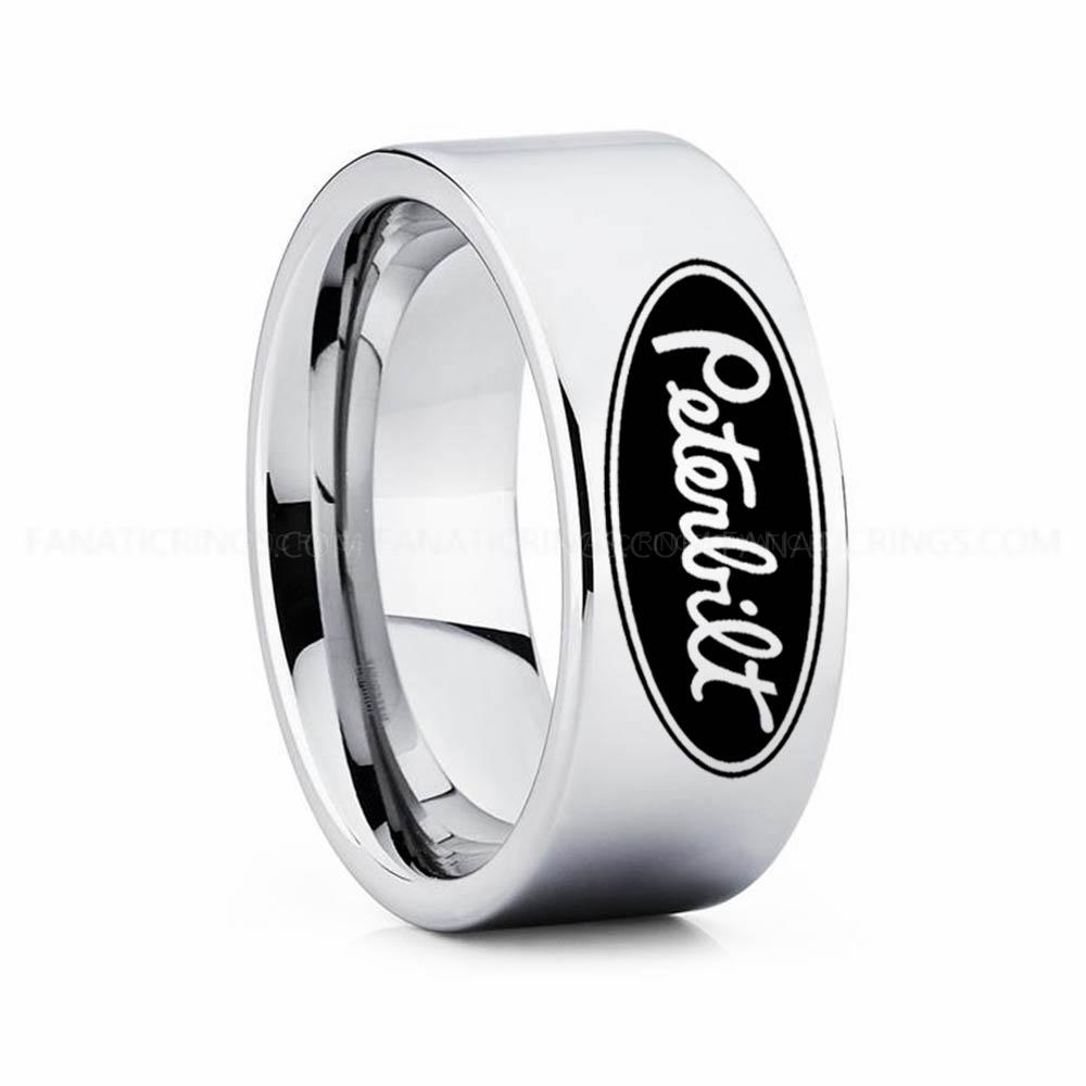 14 Trucker Ring, Truck Driver Ring, Peterbilt Truck Ring, Peterbilt Ring, Silver Tungsten Ring, Silver Wedding Ring, Truck Ring, Silver Ring - Image 1