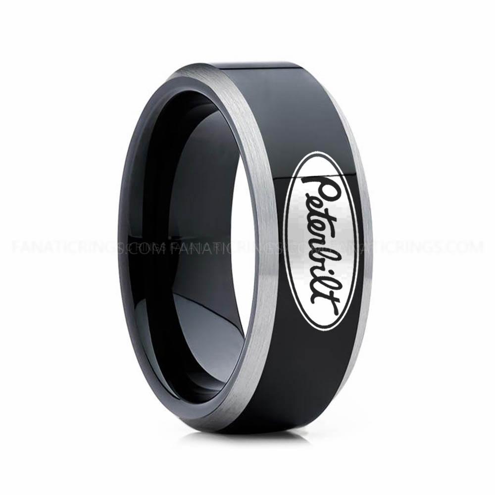 15 Trucker Ring, Truck Driver Ring, Peterbilt Truck Ring, Peterbilt Ring, Black Tungsten Ring, Black Wedding Ring, Truck Ring, Black Ring - Image 1