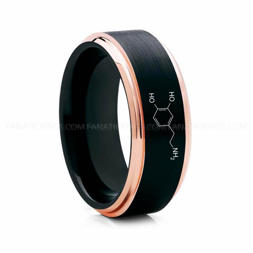 18 (10) Dopamine Molecule Ring, Dopamine Ring, Science Ring, Science Jewelry, Molecule Jewelry, Molecule Wedding Band - Image 1