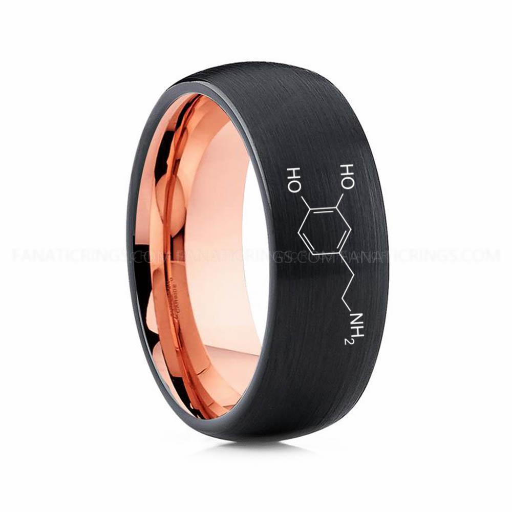 19 (10) Dopamine Molecule Ring, Dopamine Ring, Science Ring, Science Jewelry, Molecule Jewelry, Molecule Wedding Band - Image 1