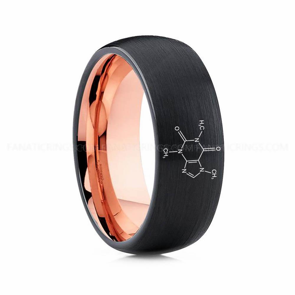19 (9) Caffein Molecule Ring, Caffein Ring, Science Ring, Science Jewelry, Molecule Jewelry, Molecule Wedding Band - Image 1