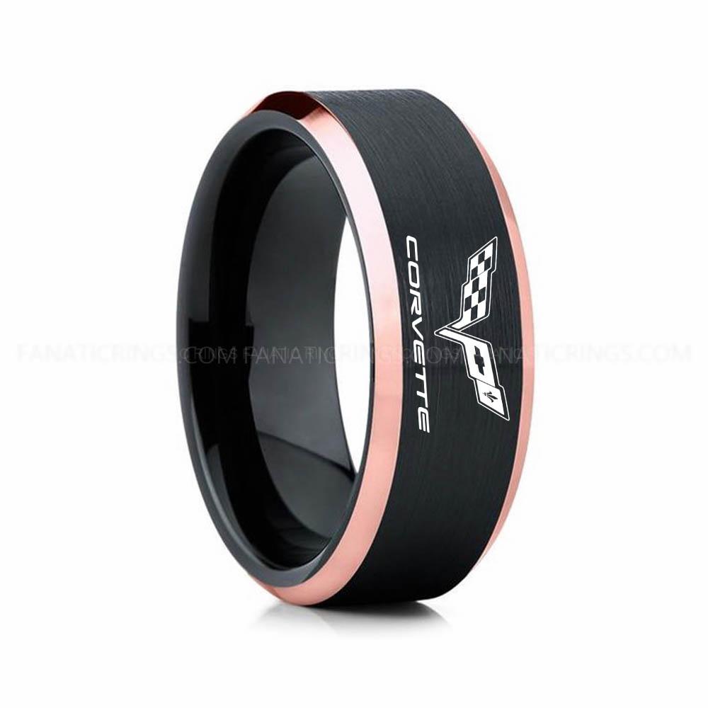 2 copy Corvette Ring, Chevy Ring, Chevrolet Ring, Chevrolet Corvette Ring, Auto Racing Ring, Chevy Wedding Band, Chevrolet Wedding Ring - Image 1