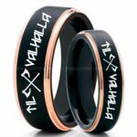 Til Valhalla Rings, Viking Rings, Runes Rings, Valknut Rings, Nordic Rings, Norsemen Rings, Nordic Runes Rings, Black Tungsten Bands