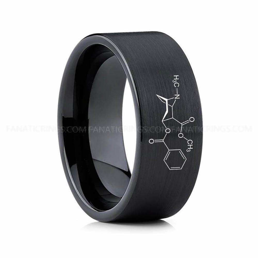 4 (12) Cocaine Molecule Ring, Cocaine Ring, Science Ring, Science Jewelry, Molecule Jewelry, Molecule Wedding Band - Image 1