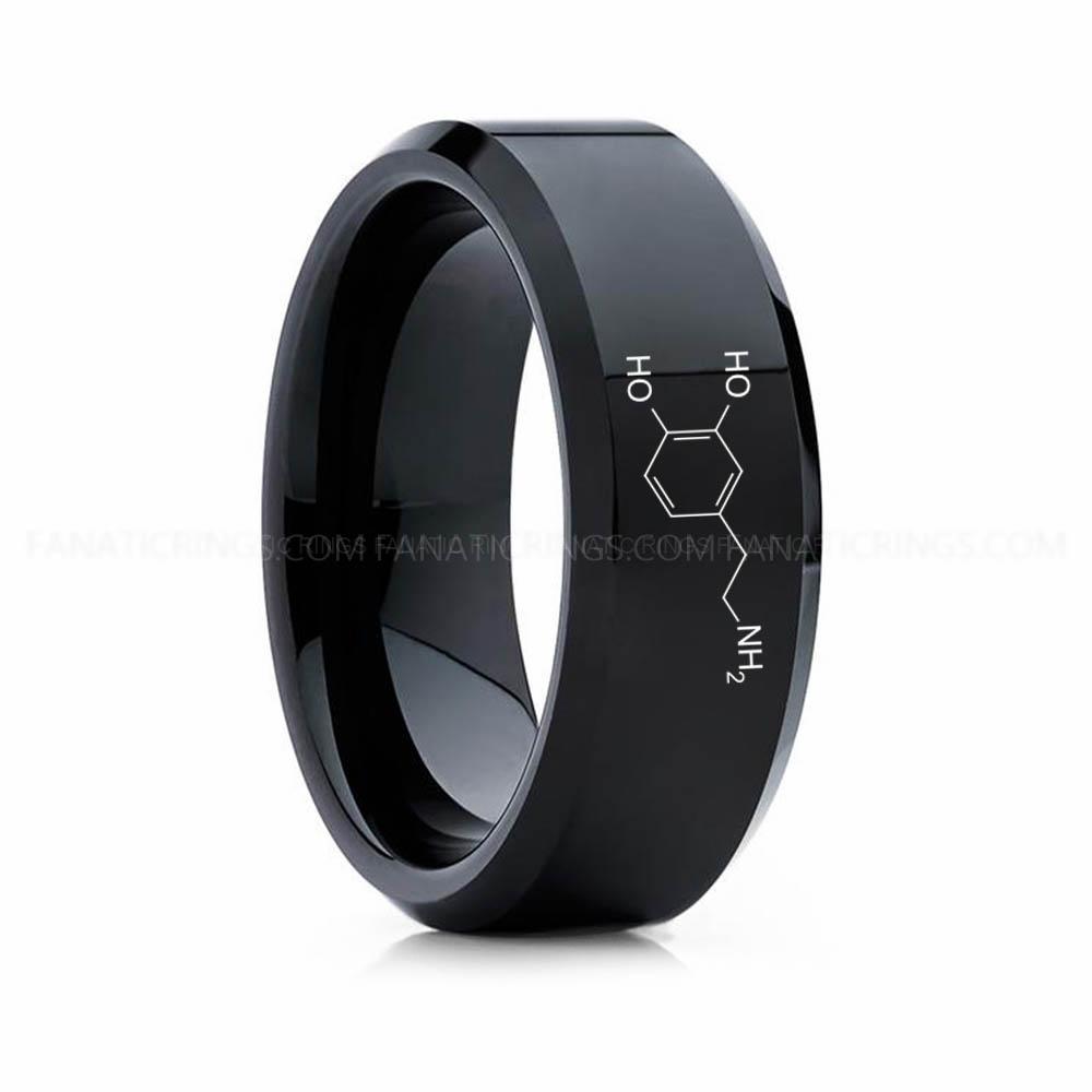 5 (11) - Copy Dopamine Molecule Ring, Dopamine Ring, Science Ring, Science Jewelry, Molecule Jewelry, Molecule Wedding Band - Image 1