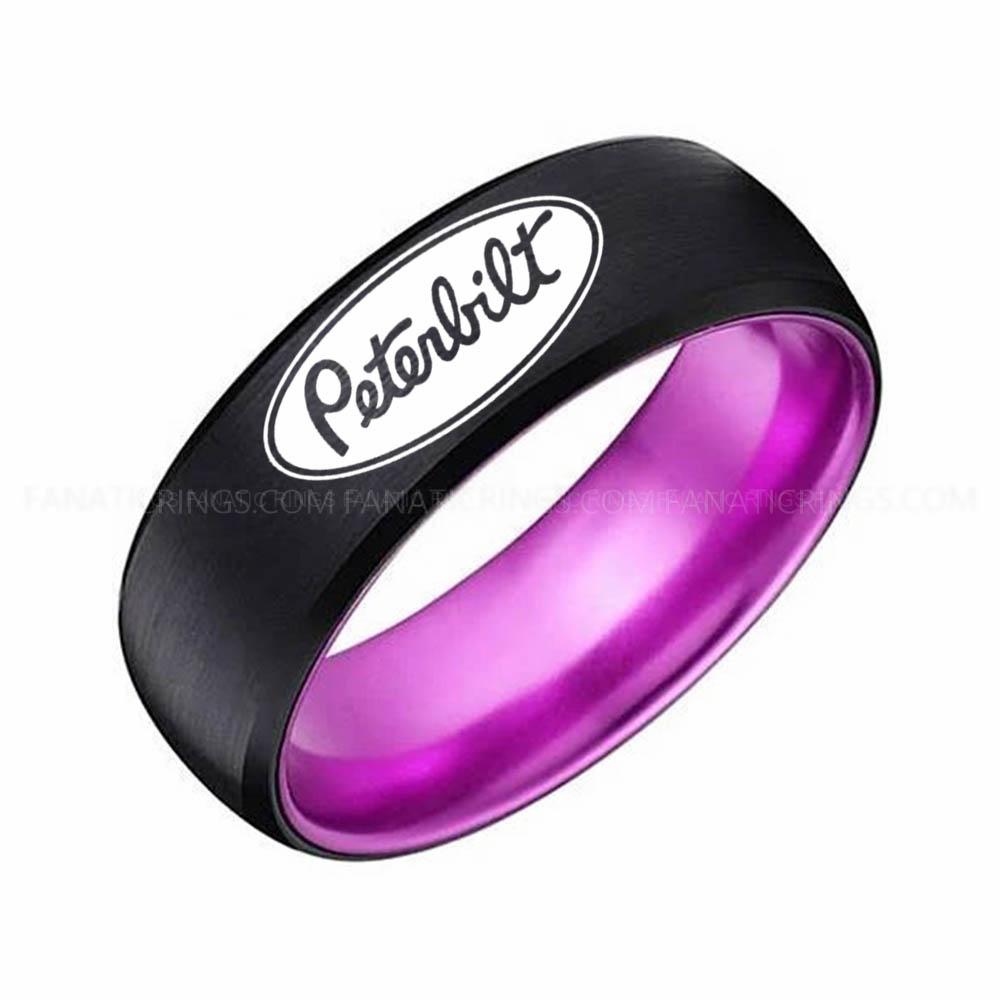 5 Trucker Ring, Truck Driver Ring, Peterbilt Truck Ring, Peterbilt Ring, Black Tungsten Ring, Black Wedding Ring, Truck Ring, Black Ring - Image 1