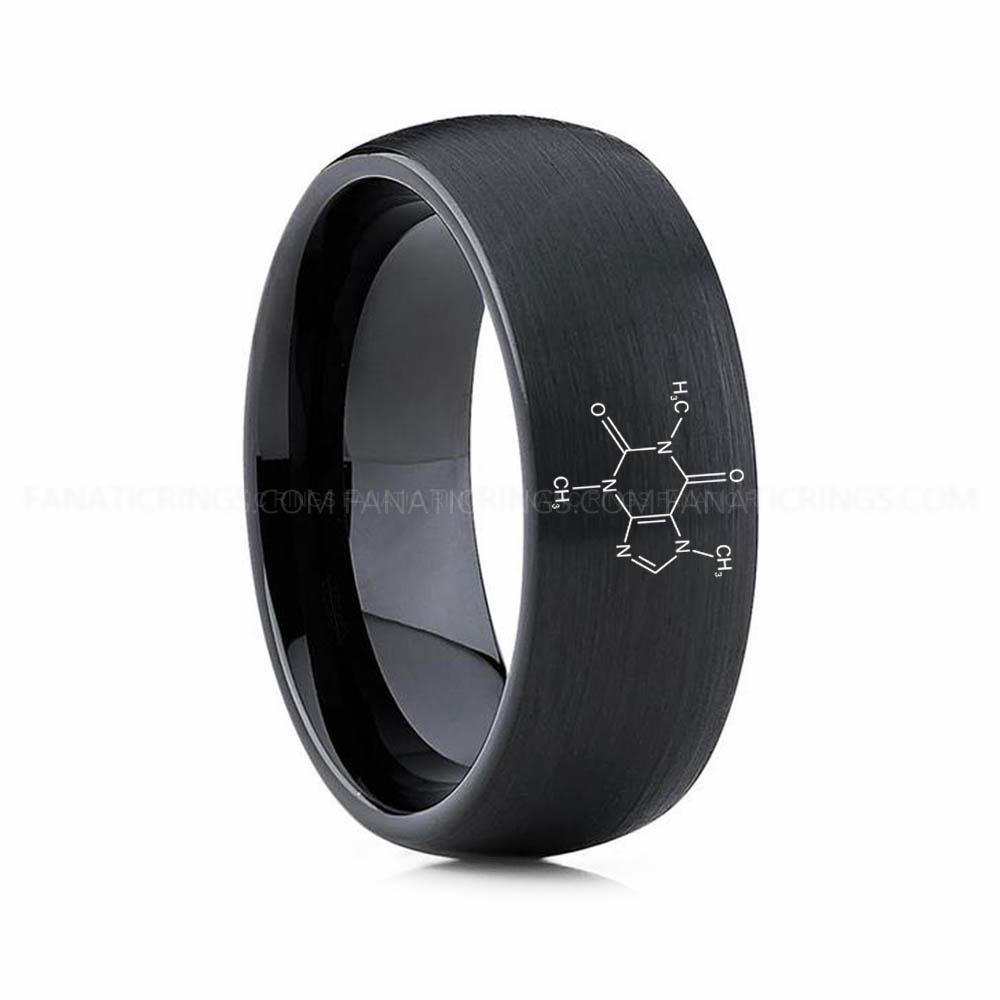 6 (10) Caffein Molecule Ring, Caffein Ring, Science Ring, Science Jewelry, Molecule Jewelry, Molecule Wedding Band - Image 1