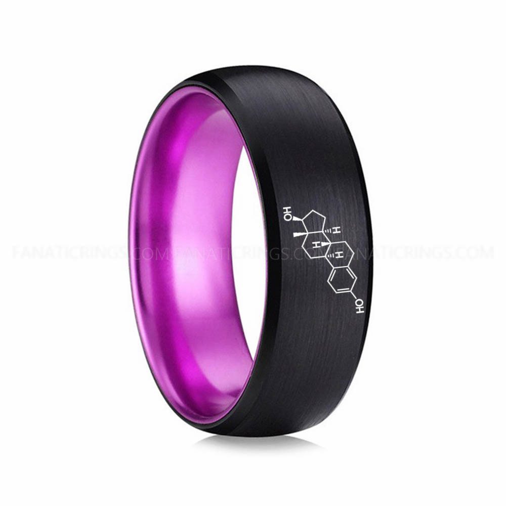 6 (2) Estrogen Ring, Estrogen Molecule Ring, Estrogen Wedding Band, Science Ring, Science Jewelry, Molecule Jewelry, Molecule Wedding Band - Image 1