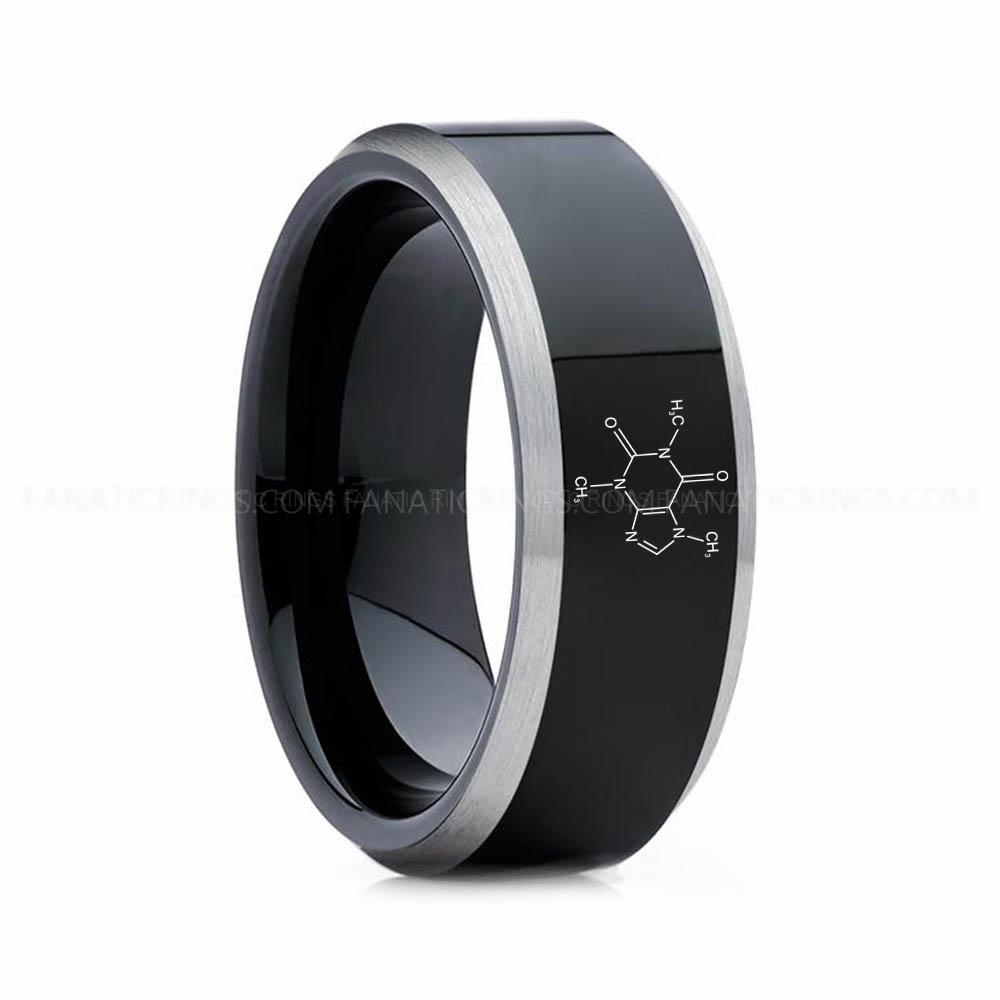 7 (10) Caffein Molecule Ring, Caffein Ring, Science Ring, Science Jewelry, Molecule Jewelry, Molecule Wedding Band - Image 1