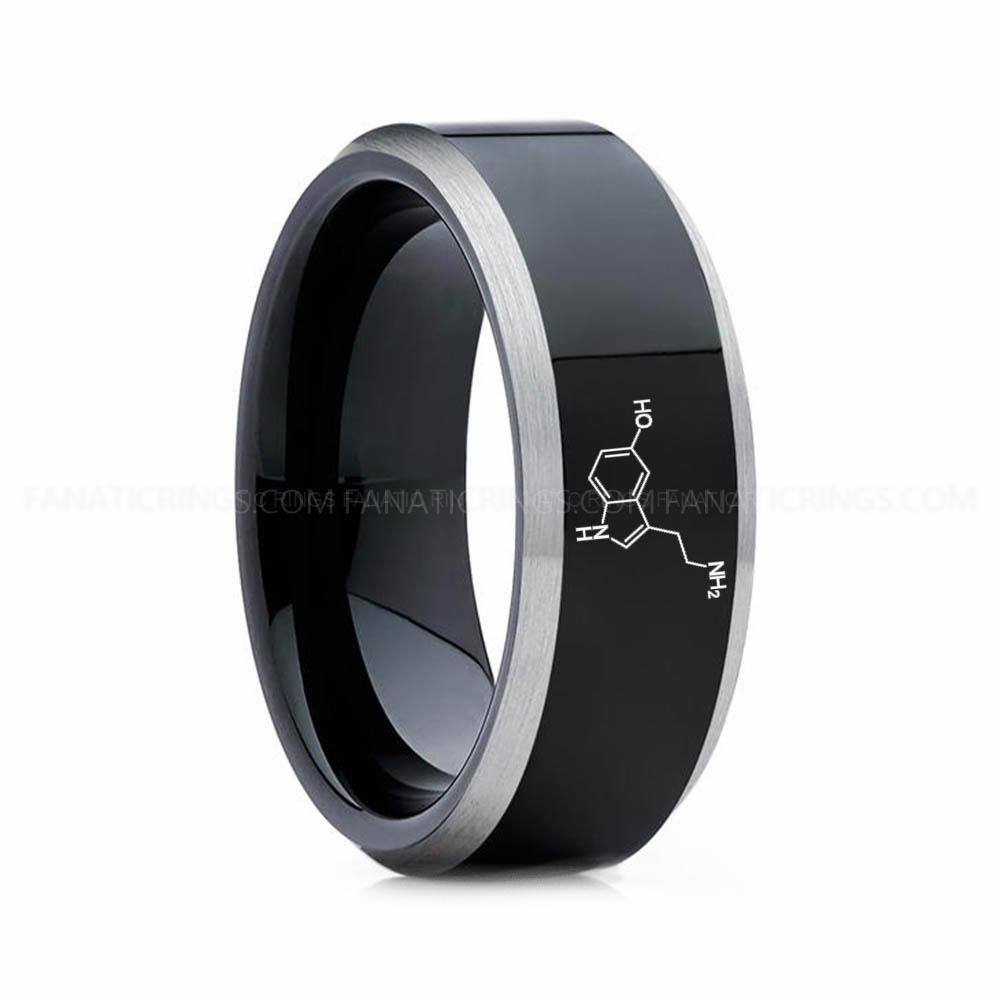 7 (9) Serotonin Molecule Ring, Serotonin Ring, Science Ring, Science Jewelry, Molecule Jewelry, Molecule Wedding Band - Image 1
