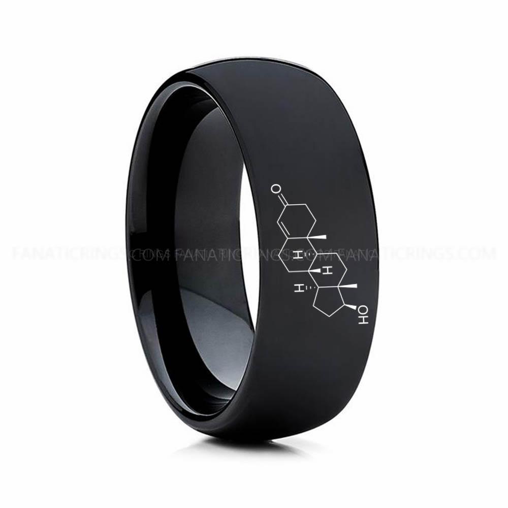 9 (12) Testosterone Molecule Ring, Testosterone Ring, Science Ring, Science Jewelry, Molecule Jewelry, Molecule Wedding Band - Image 1