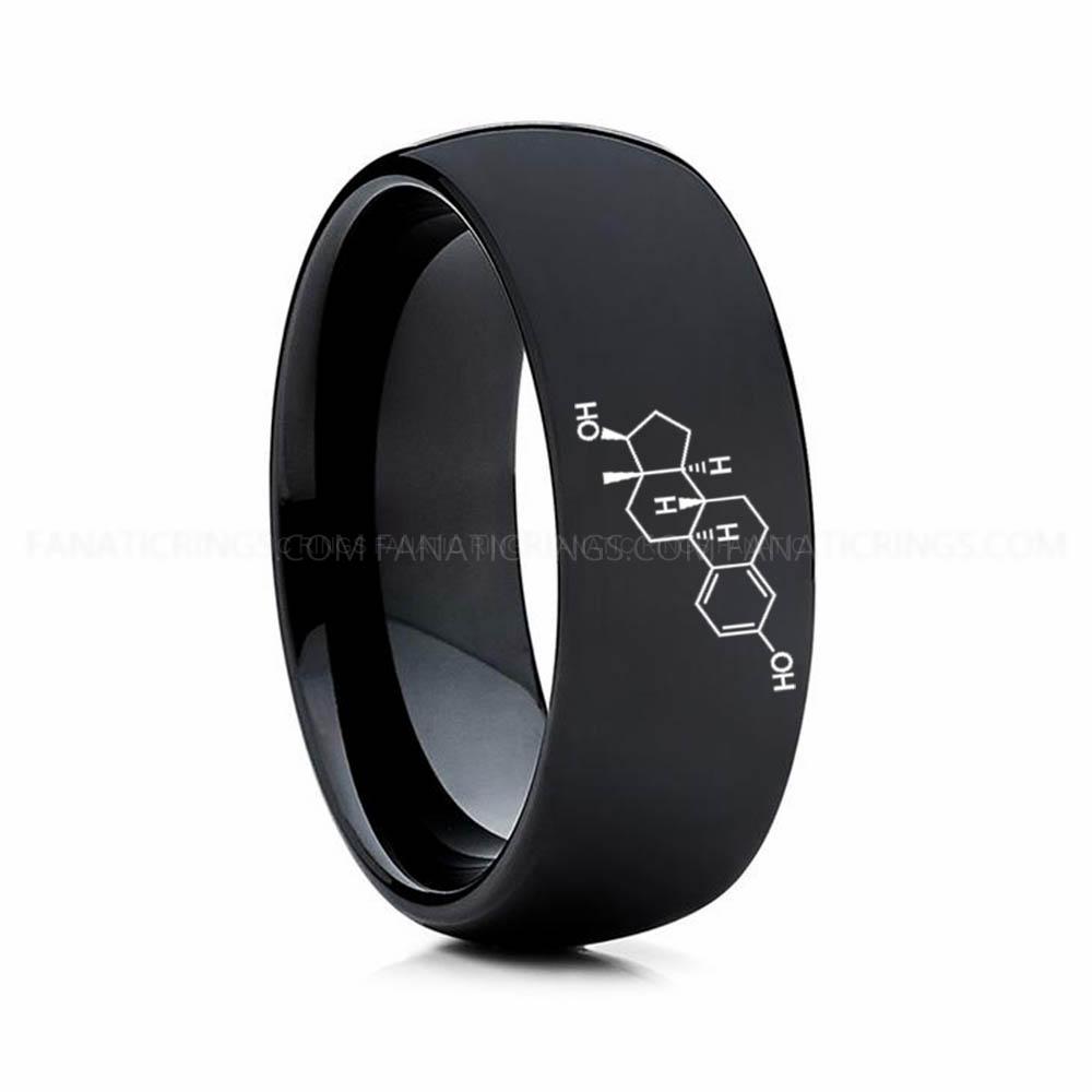 9 (6) Estrogen Ring, Estrogen Molecule Ring, Estrogen Wedding Band, Science Ring, Science Jewelry, Molecule Jewelry, Molecule Wedding Band - Image 1