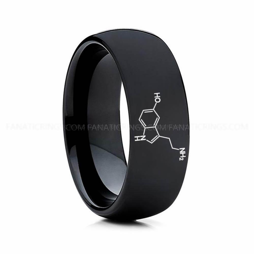 9 (8) Serotonin Molecule Ring, Serotonin Ring, Science Ring, Science Jewelry, Molecule Jewelry, Molecule Wedding Band - Image 1
