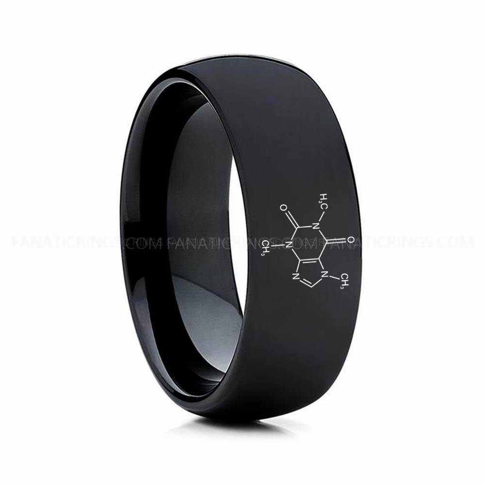 9 (9) Caffein Molecule Ring, Caffein Ring, Science Ring, Science Jewelry, Molecule Jewelry, Molecule Wedding Band - Image 1